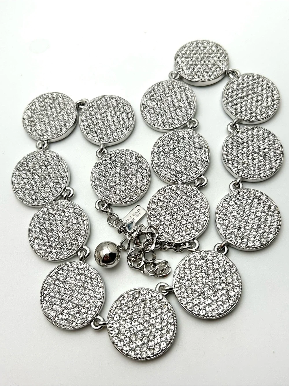 Kate Spade Bright Spot Pave Disc Silver Necklace